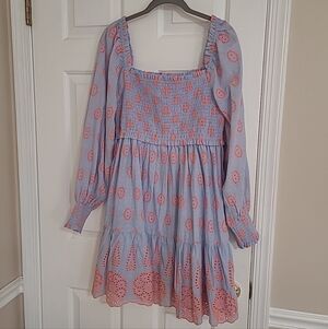 Lilly Pulitzer Rainna Eyelet Smocked Long Sleeve Smocked Size Medium NWT